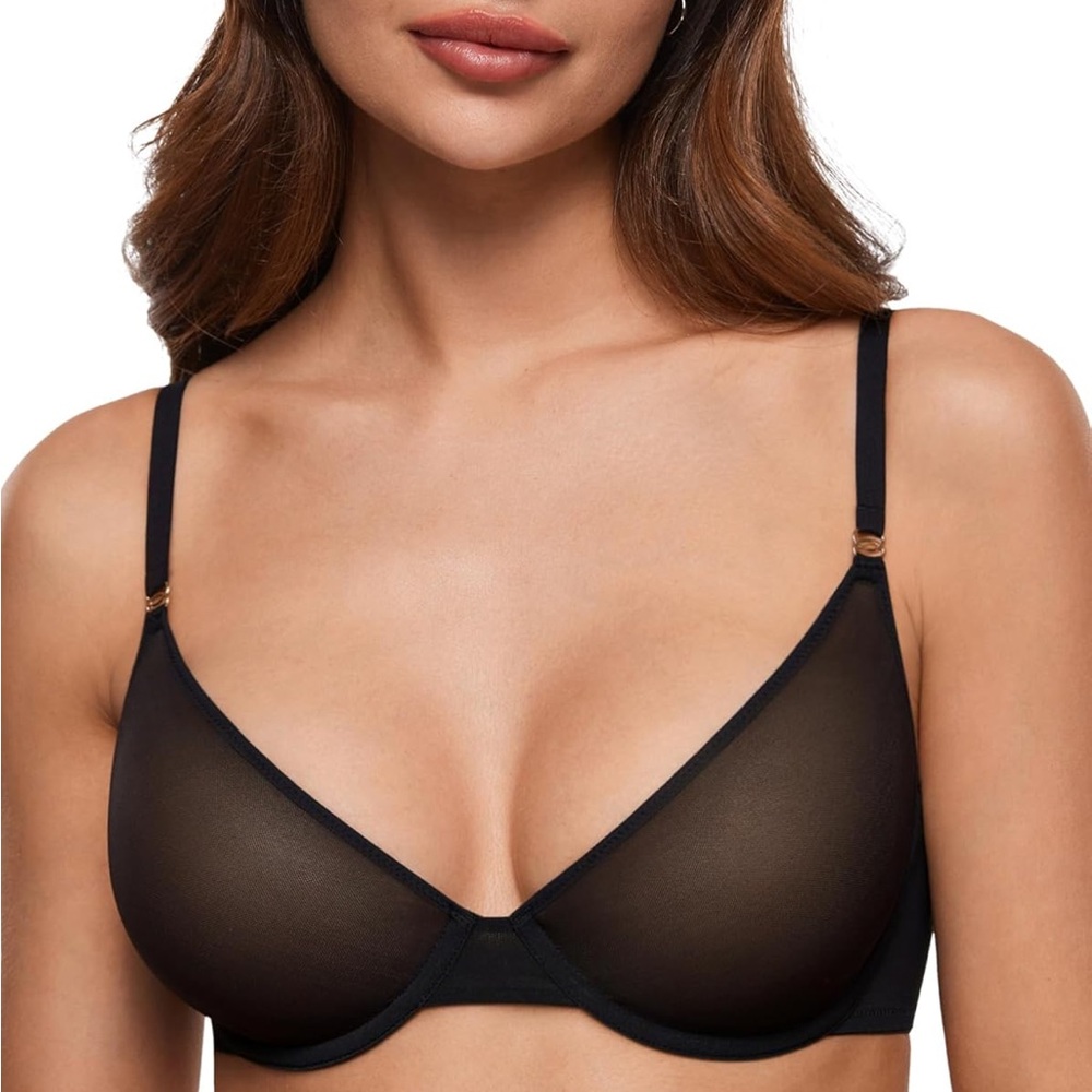 INLYRIC Sheer Mesh Balconette Demi Bra